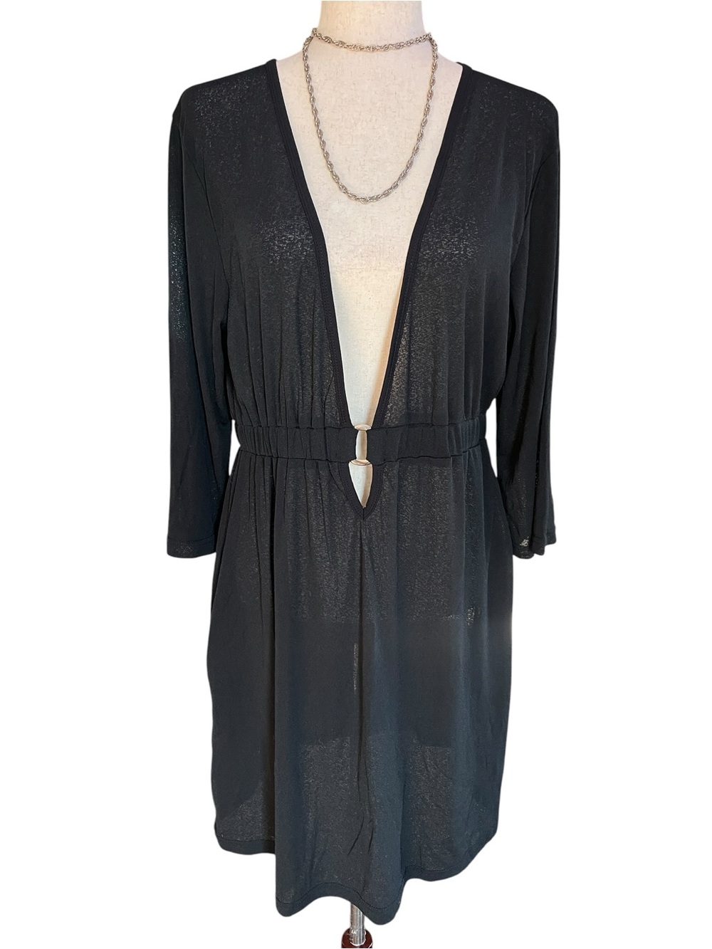 Kenneth Cole Reaction black plunging V-neck swimsuit cover-up dress